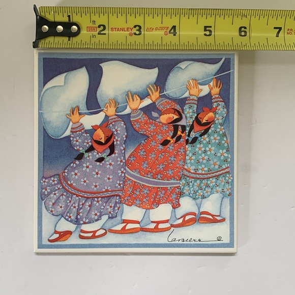 Barbara Lavalee Signed Ceramic Wall Art Tile Trivet Change Tides Three Sheets - Picture 4 of 5